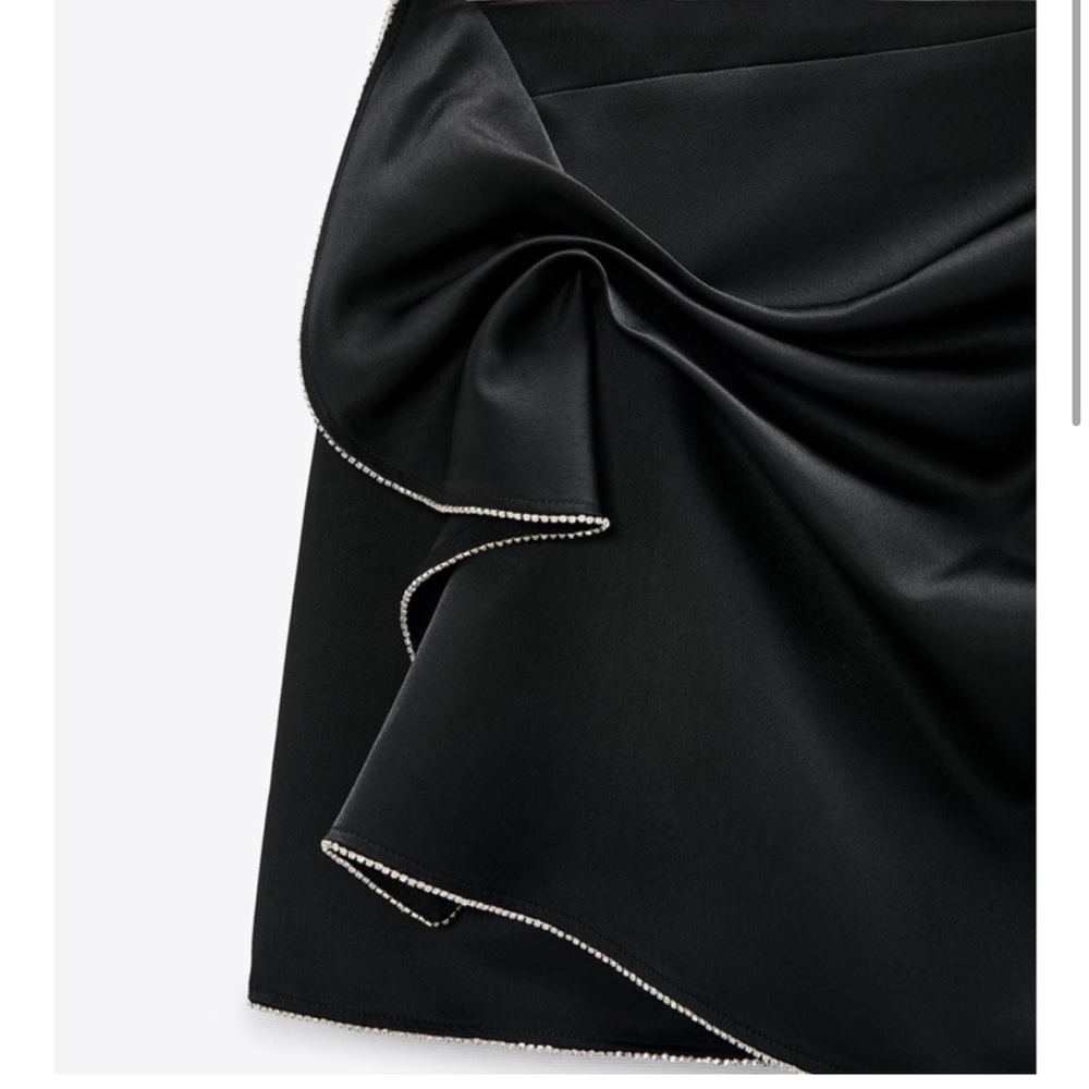 Zara NWOT big bow jeweled crystal rhinestone trim satin mini skirt - Picture 13 of 14